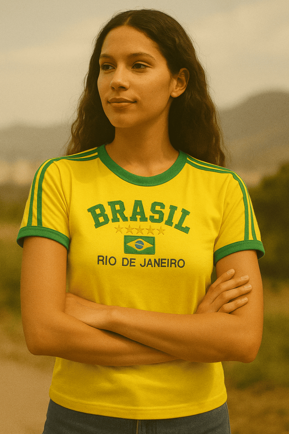 Camisa Do Brasil Feminina Bordada Retrô - Babylook - Imagem 25