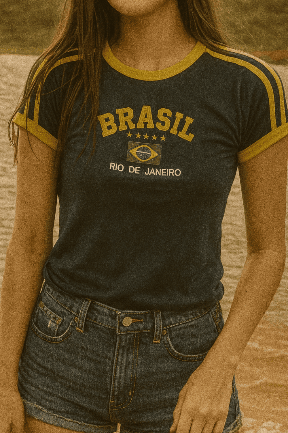 Camisa Do Brasil Feminina Bordada Retrô - Babylook - Imagem 27