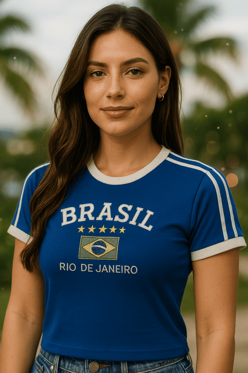 Camisa Do Brasil Feminina Bordada Retrô - Babylook - Imagem 32