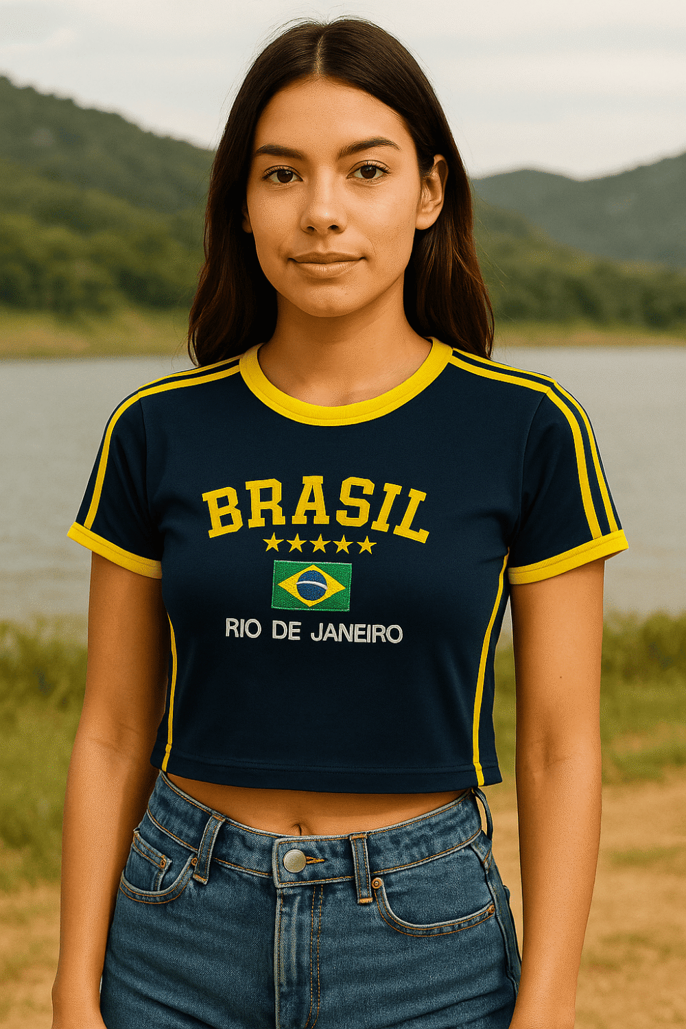 Camisa Do Brasil Bordada Babylock Retrô Vintage Listras Laterais - Imagem 21