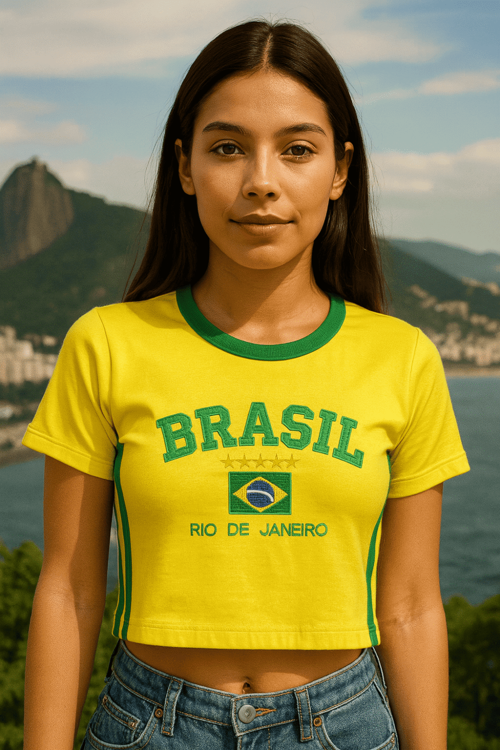 Camisa Do Brasil Bordada Babylock Retrô Vintage Listras Laterais - Imagem 6