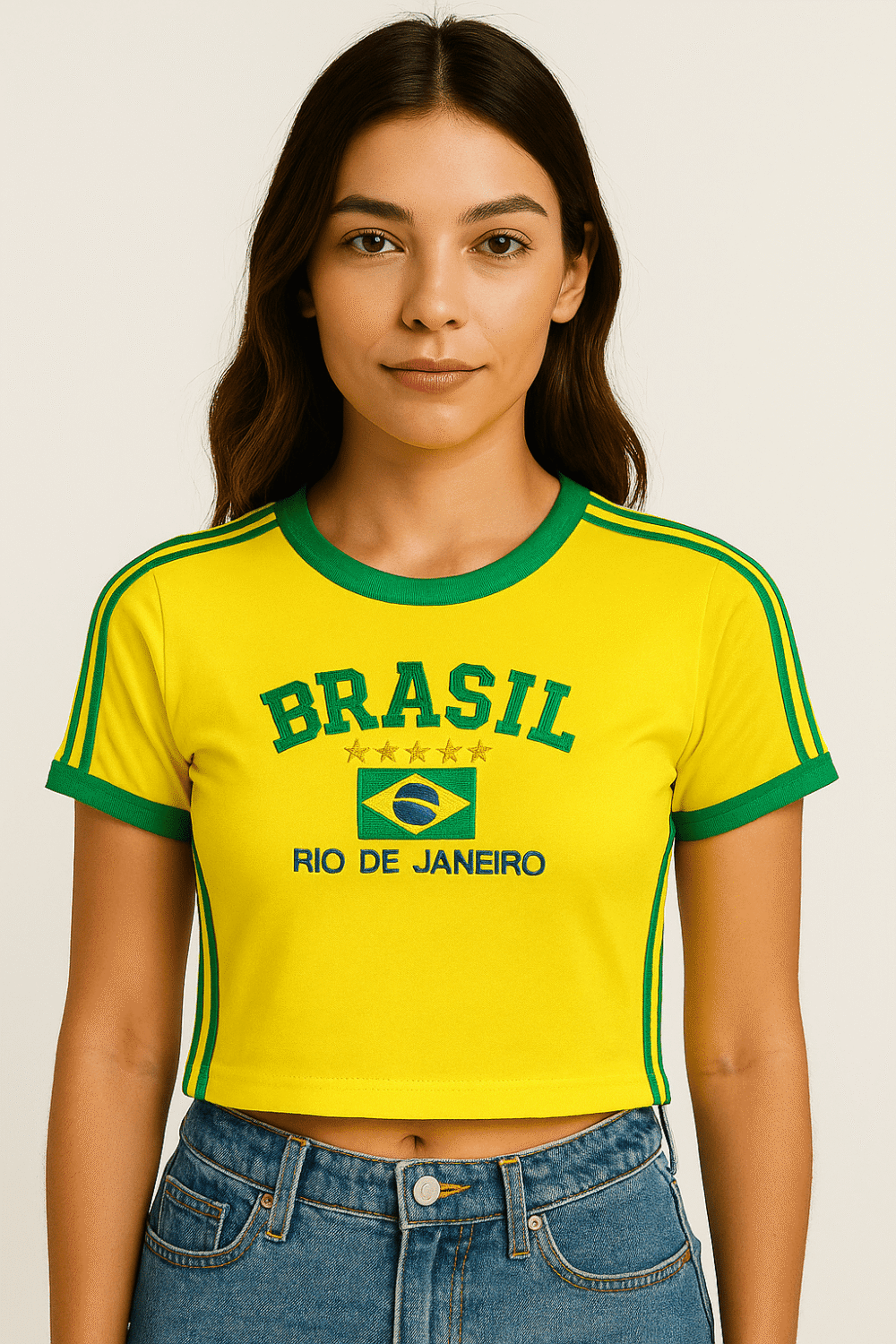 Camisa Do Brasil Bordada Babylock Retrô Vintage Listras Laterais - Imagem 22