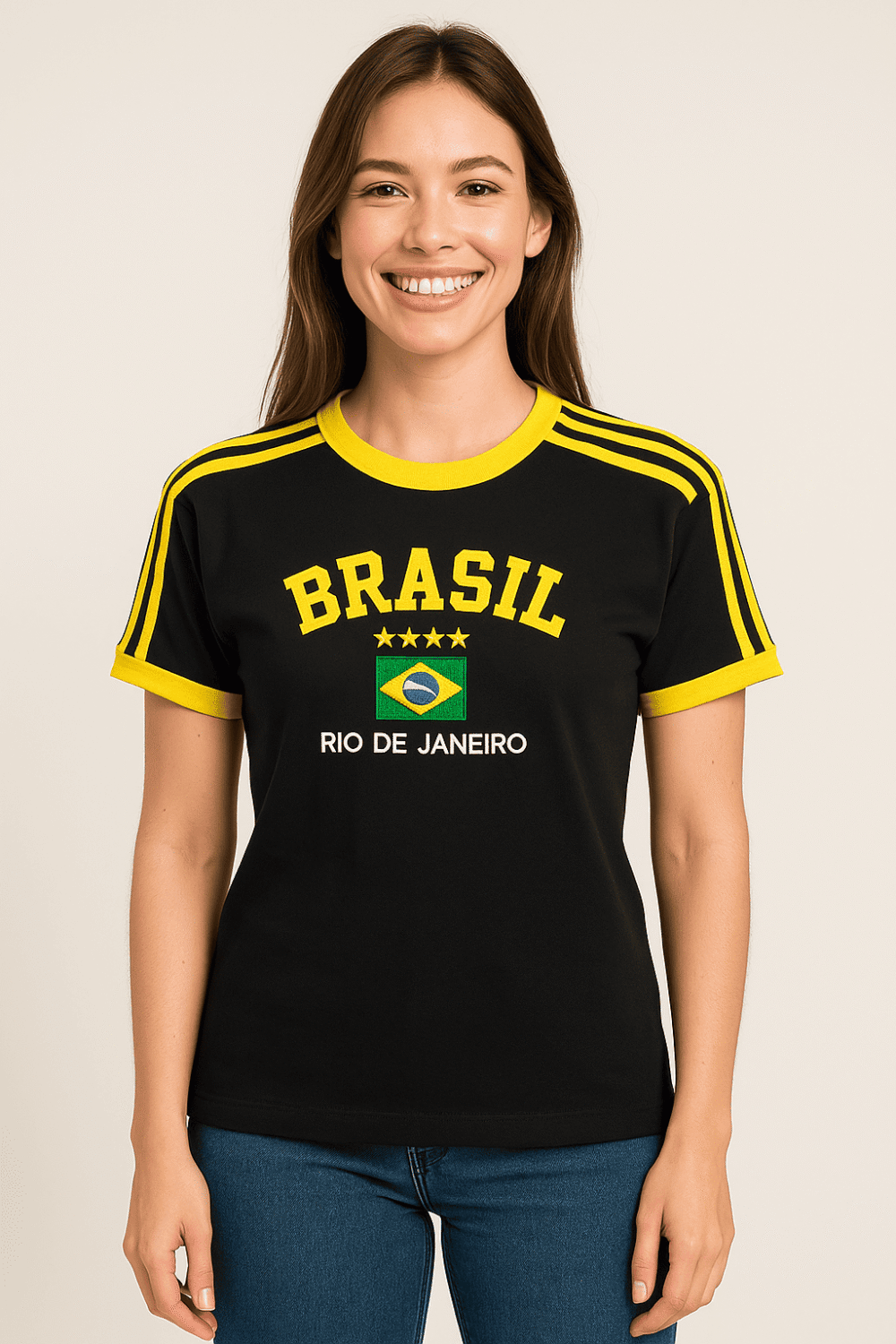 Camisa Do Brasil Feminina Bordada Retrô - Babylook - Imagem 16