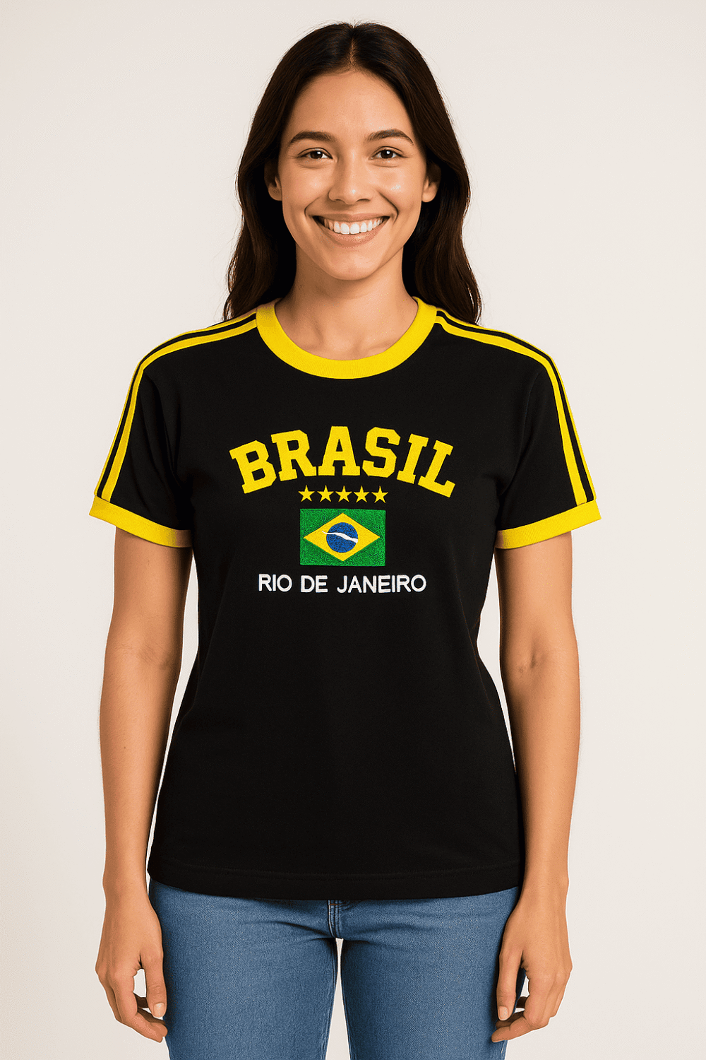 Camisa Do Brasil Feminina Bordada Retrô - Babylook - Imagem 18