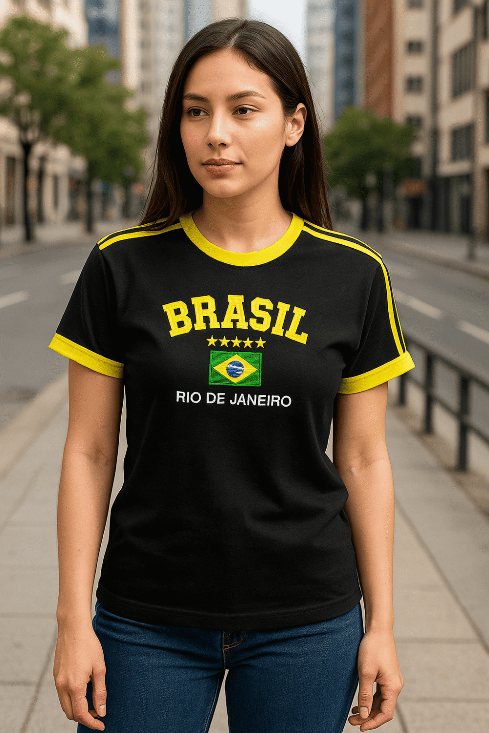 Camisa Do Brasil Feminina Bordada Retrô - Babylook - Imagem 20