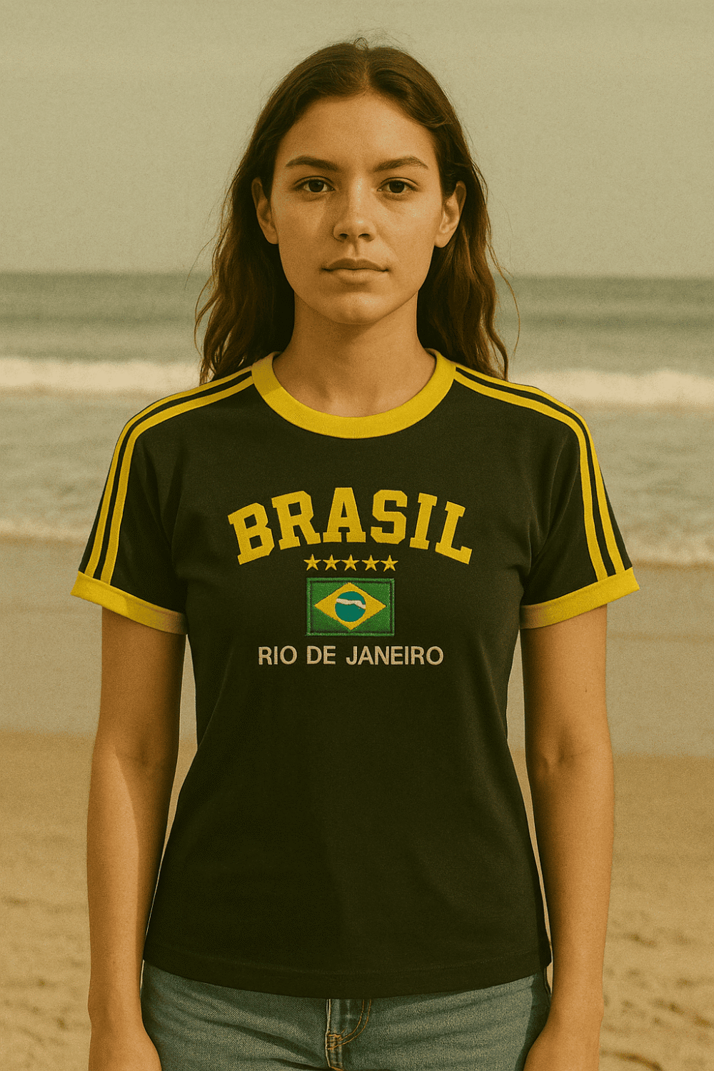 Camisa Do Brasil Feminina Bordada Retrô - Babylook - Imagem 21