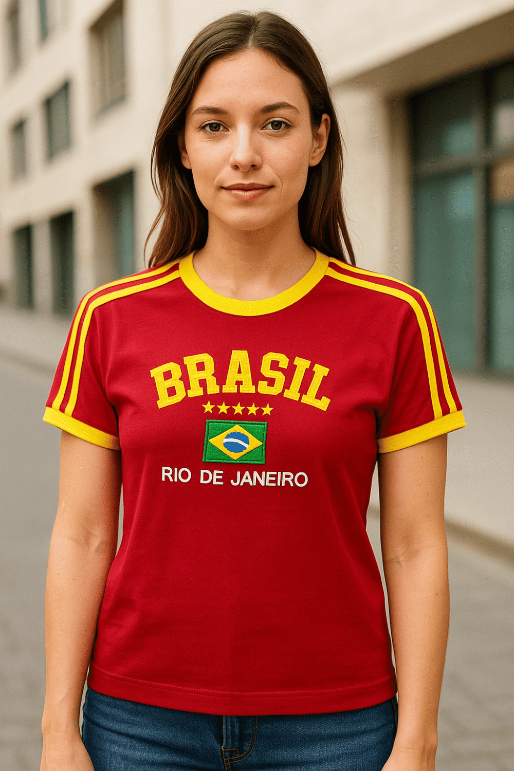 Camisa Do Brasil Feminina Bordada Retrô - Babylook - Imagem 22