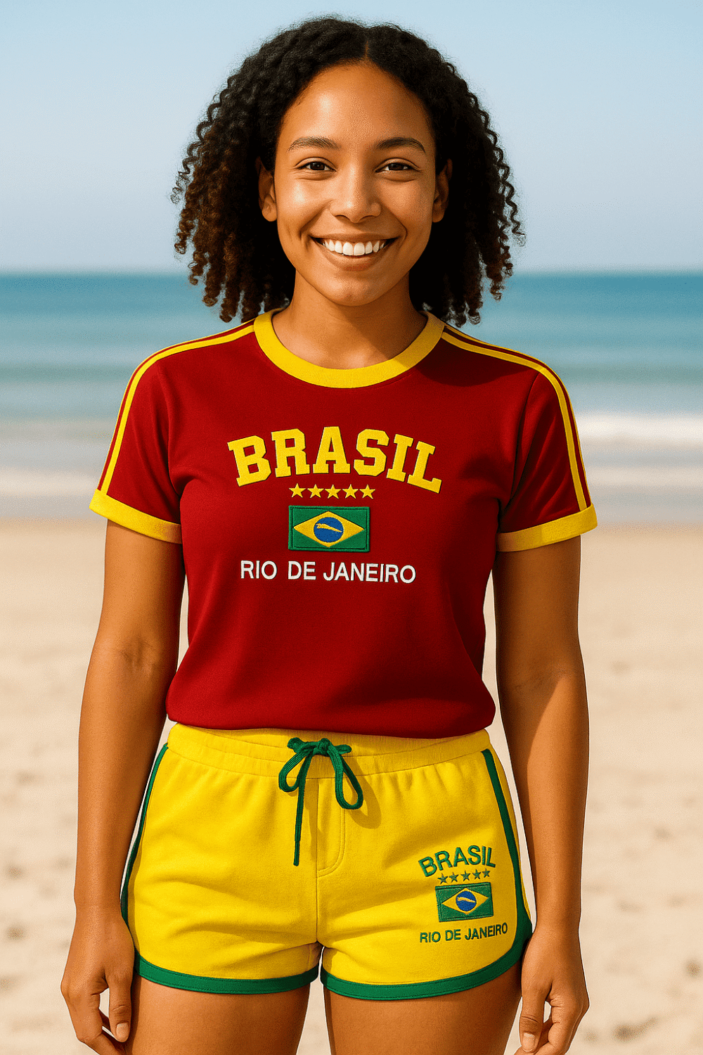 Camisa Do Brasil + Short Do Brasil Bordado Retrô - Imagem 2