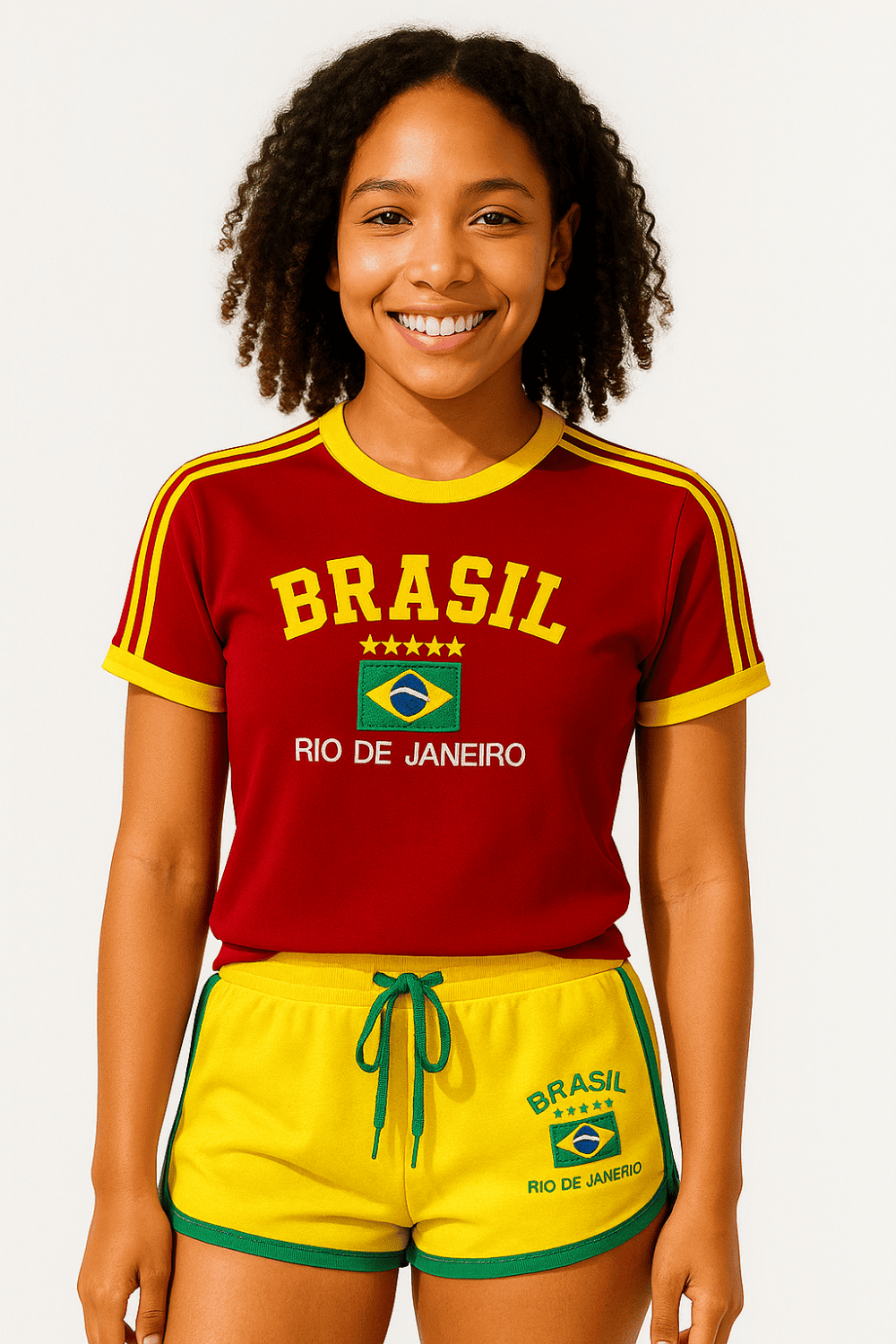 Camisa Do Brasil + Short Do Brasil Bordado Retrô - Imagem 10