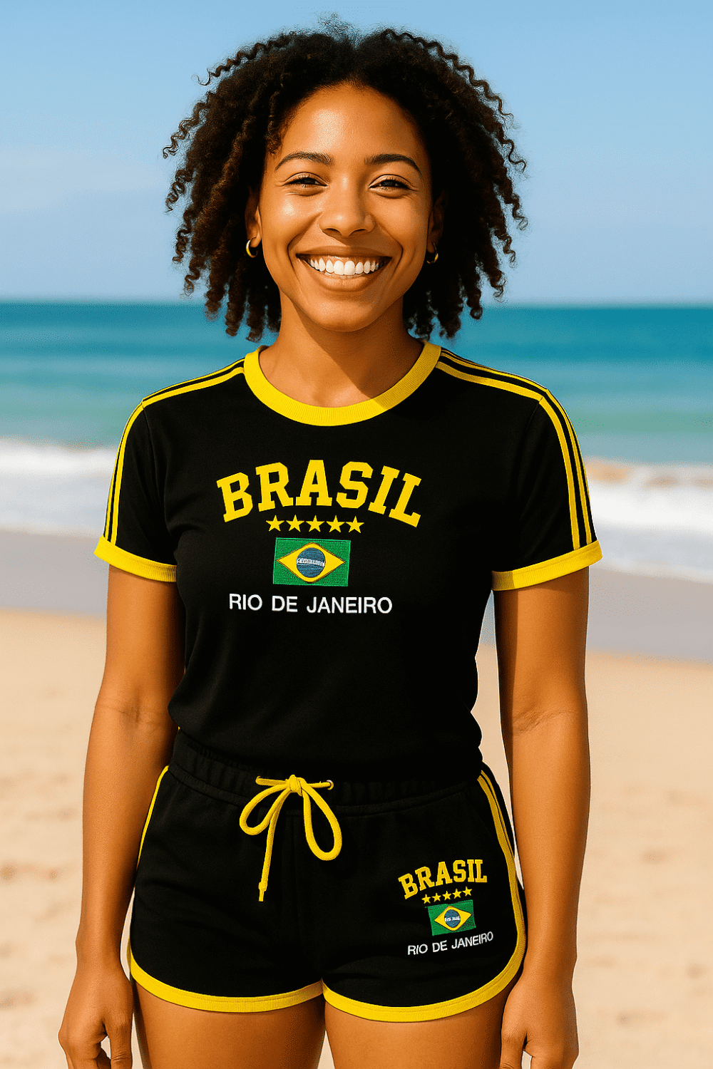 Camisa Do Brasil + Short Do Brasil Bordado Retrô - Imagem 12