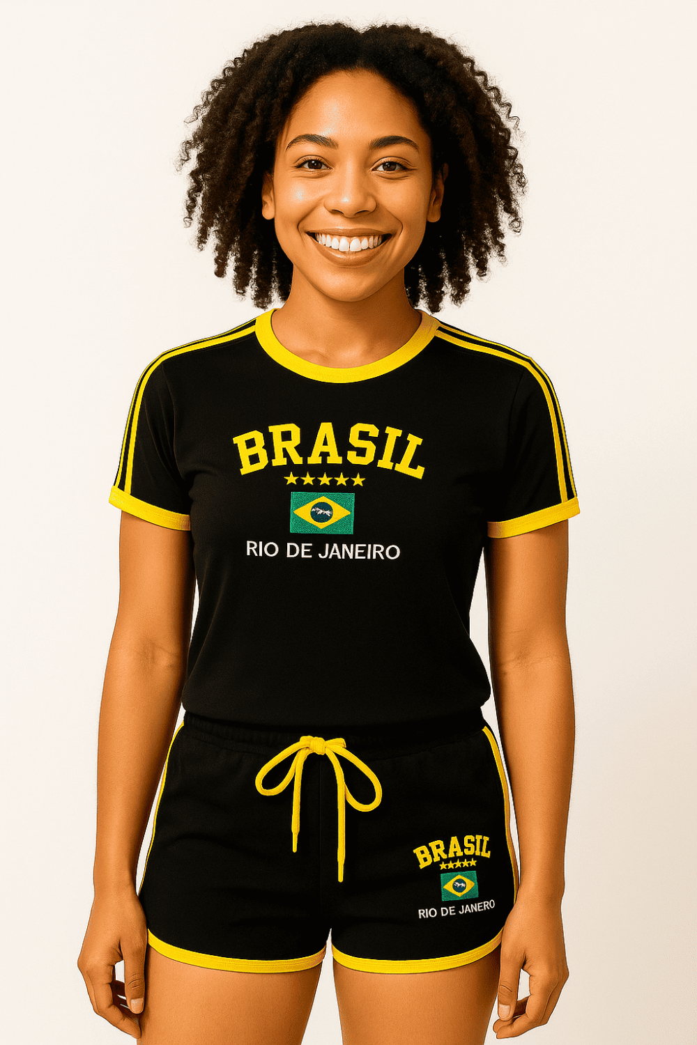 Camisa Do Brasil + Short Do Brasil Bordado Retrô - Imagem 3
