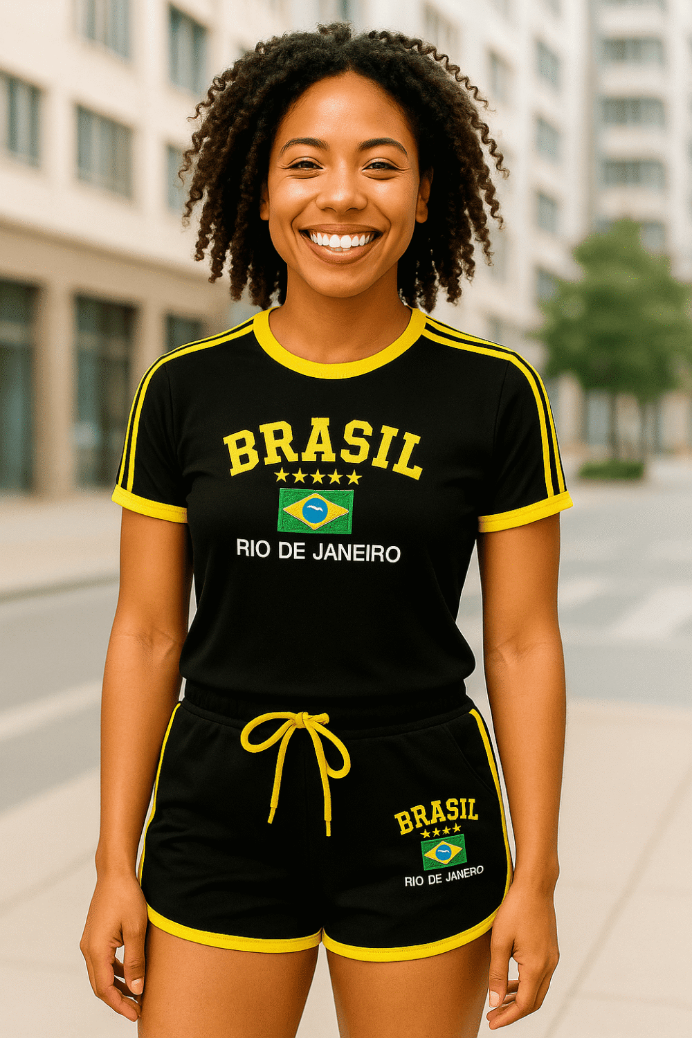 Camisa Do Brasil + Short Do Brasil Bordado Retrô - Imagem 13