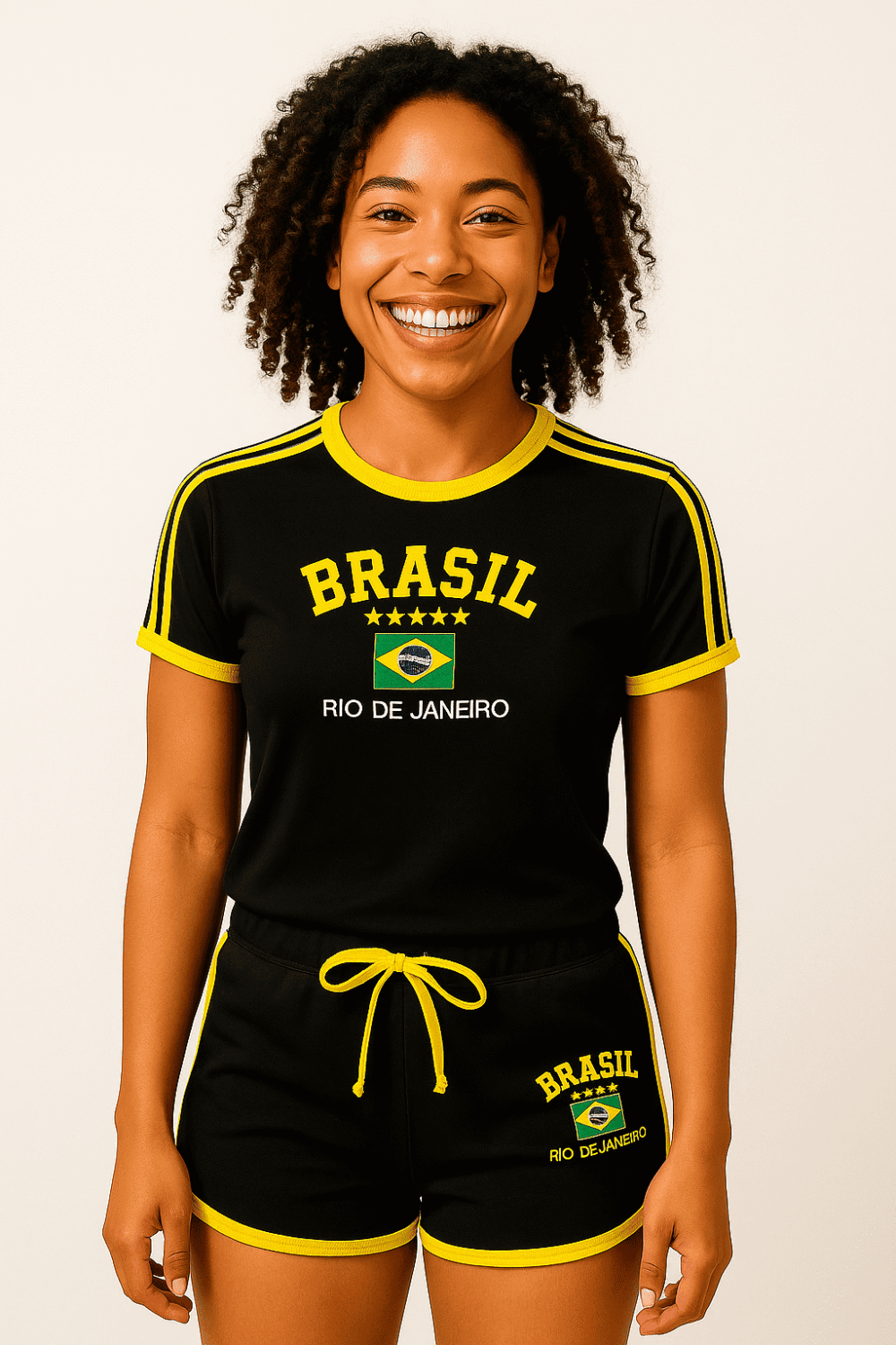 Camisa Do Brasil + Short Do Brasil Bordado Retrô - Imagem 14