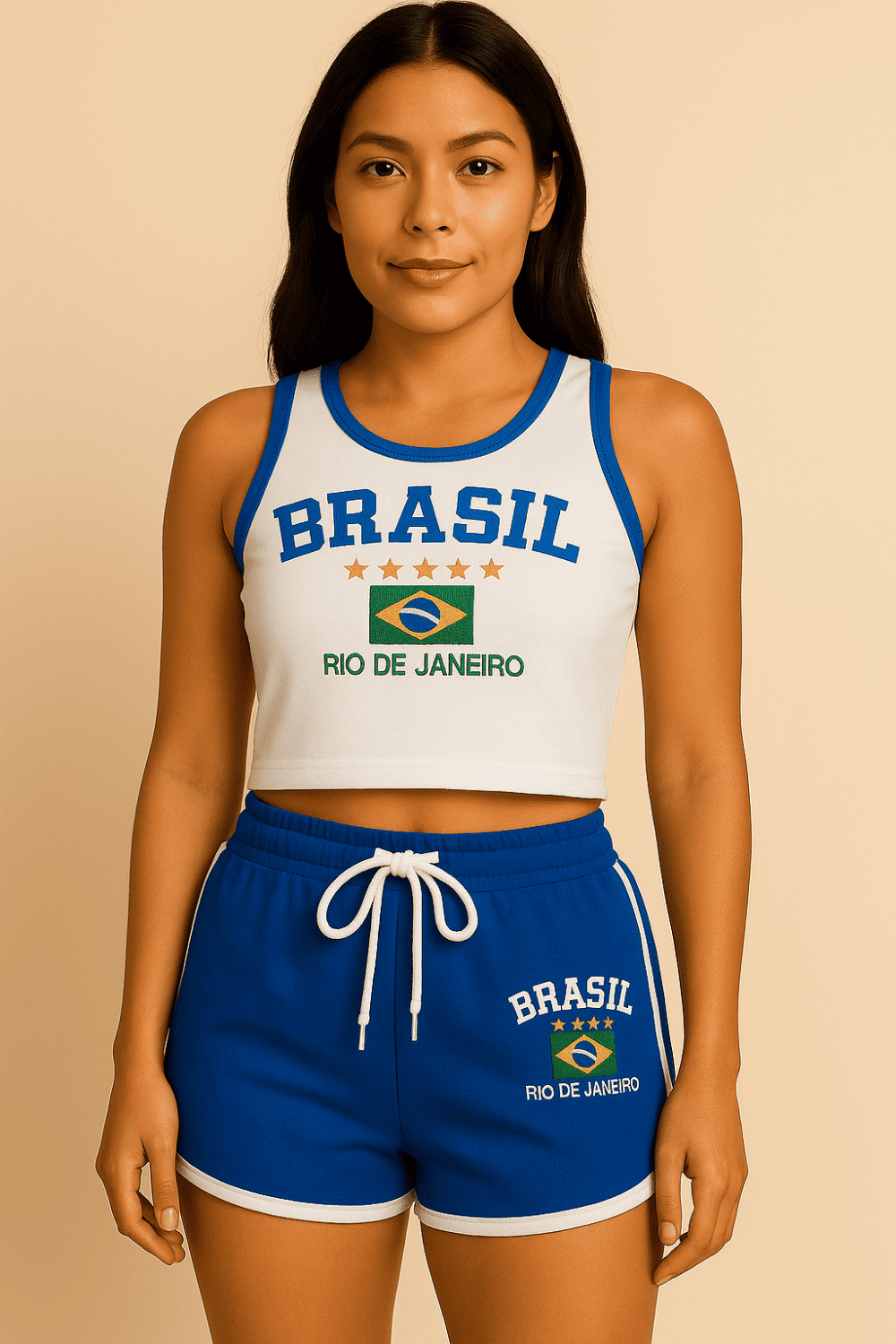 Regata Cropped+ Short Do Brasil Bordado Retrô - Imagem 26