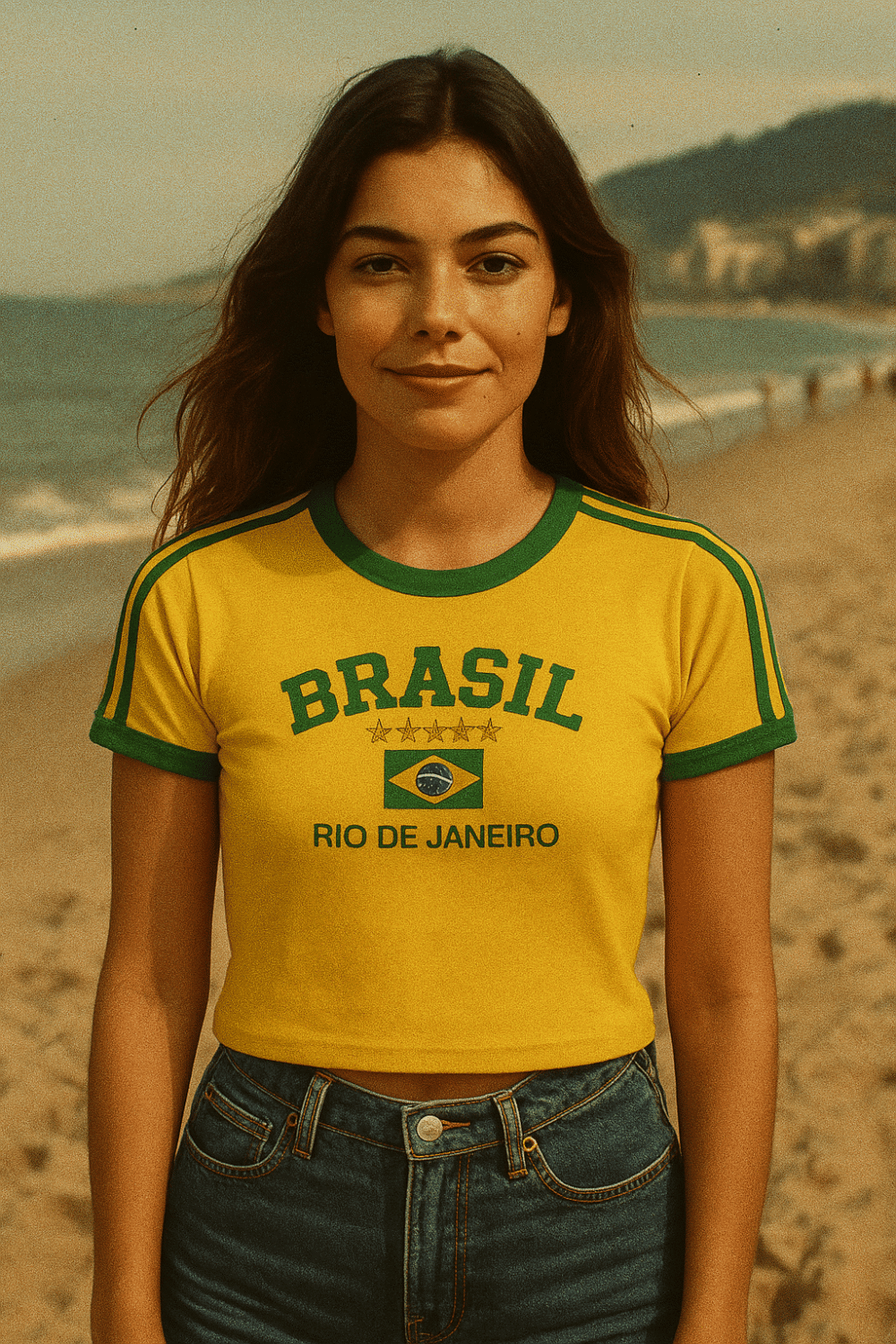 Camisa Do Brasil Feminina Bordada Retrô - Babylook - Imagem 37