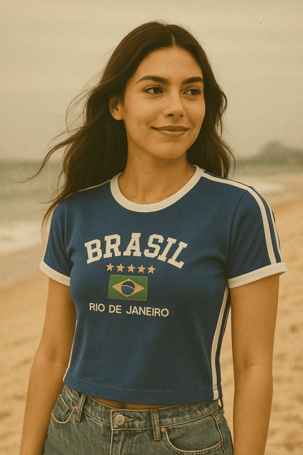 Camisa Do Brasil Bordada Babylock Retrô Vintage Listras Laterais - Imagem 25