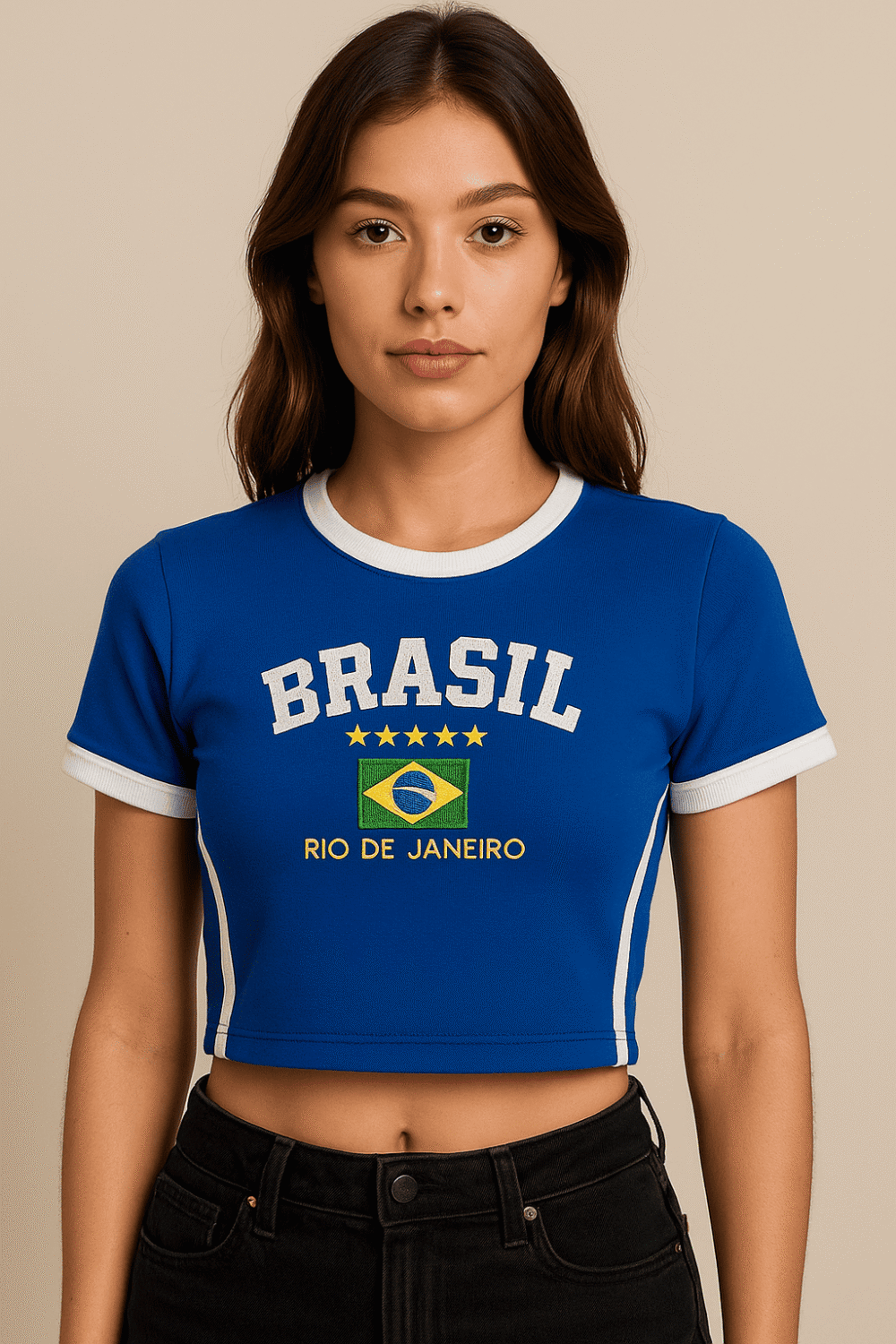 Camisa Do Brasil Bordada Babylock Retrô Vintage Listras Laterais - Imagem 5