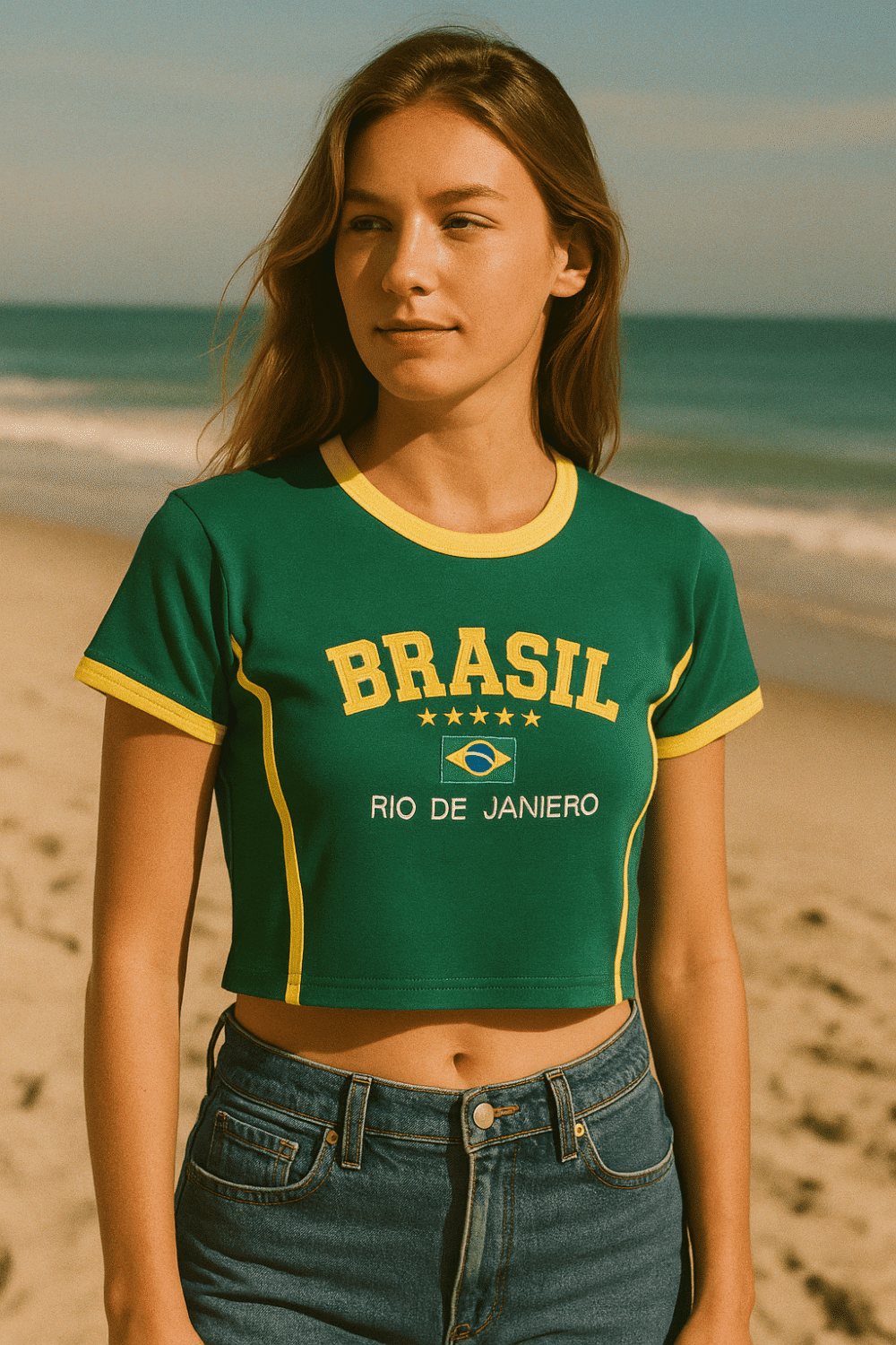 Camisa Do Brasil Bordada Babylock Retrô Vintage Listras Laterais - Imagem 18