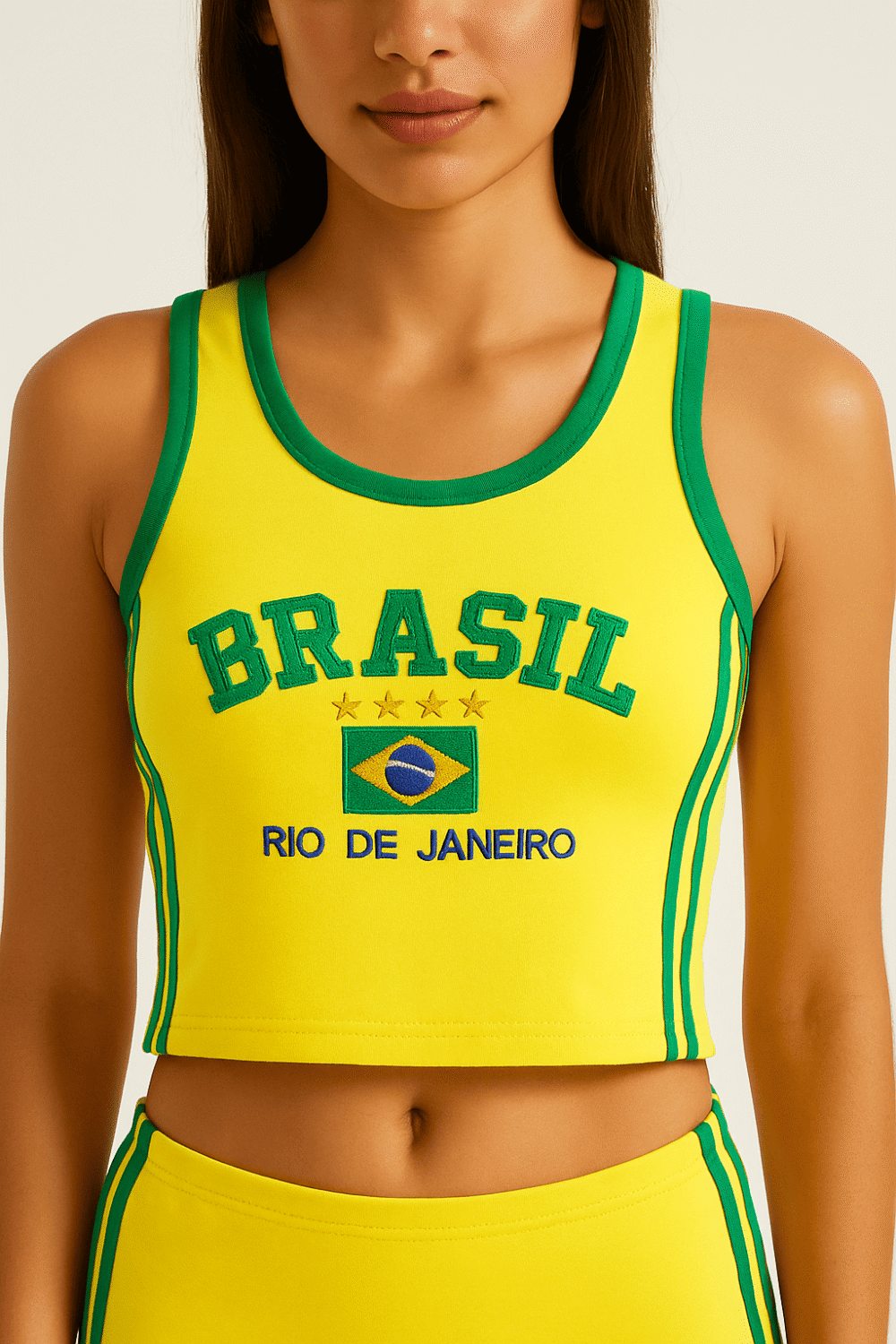 Regata Cropped Do Brasil Bordada Retrô Vintage - Imagem 2