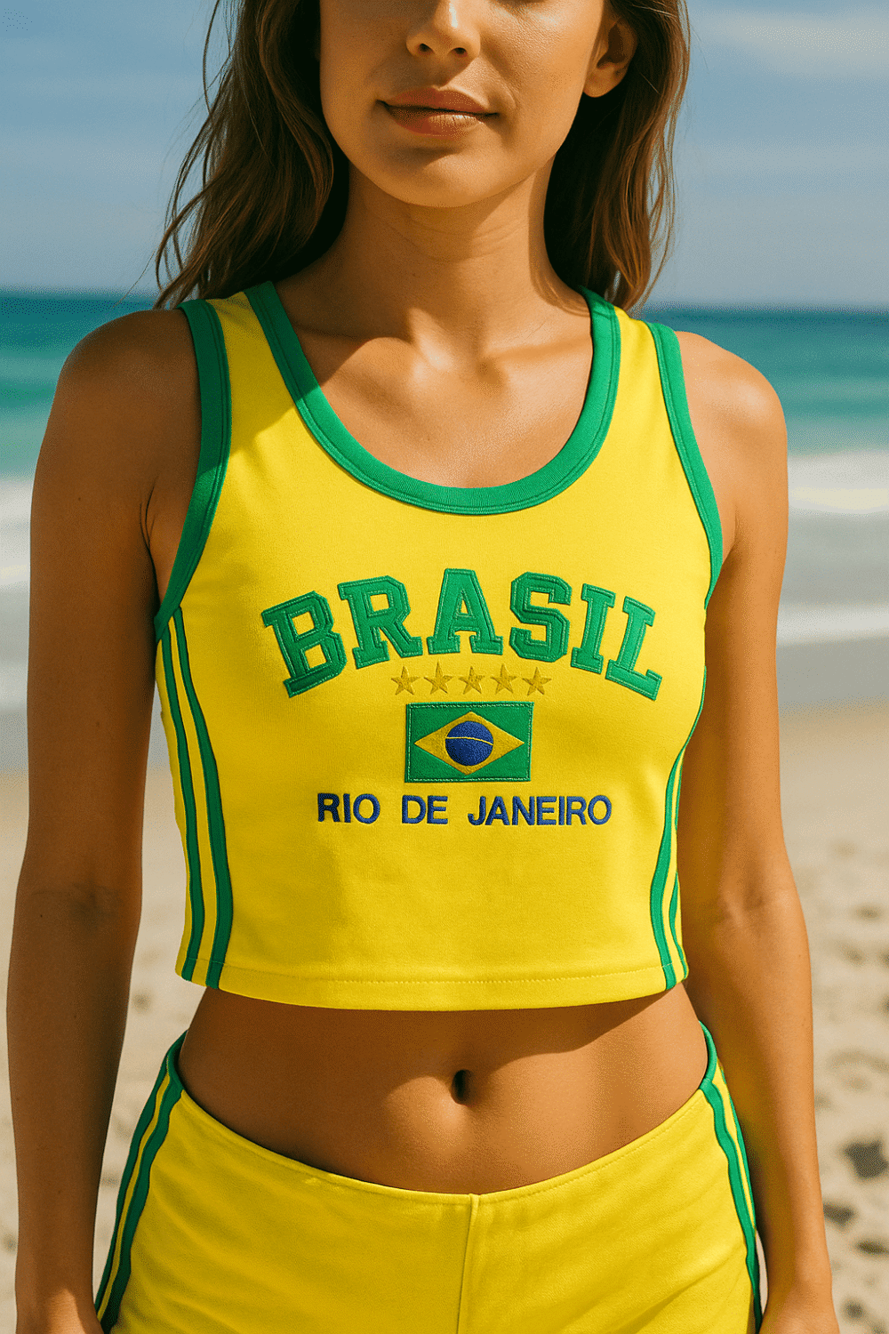 Regata Cropped Do Brasil Bordada Retrô Vintage - Imagem 6