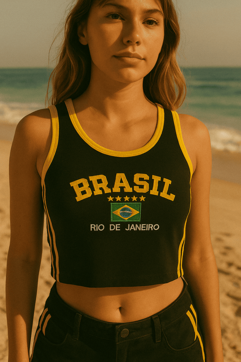 Regata Cropped Do Brasil Bordada Retrô Vintage - Imagem 30