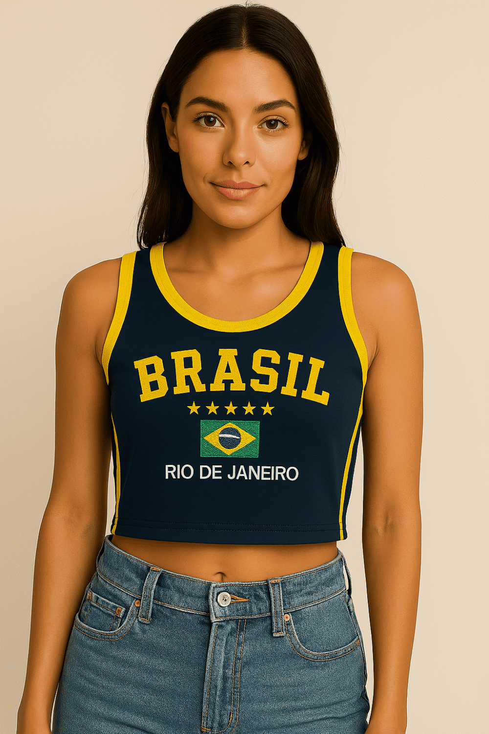 Regata Cropped Do Brasil Bordada Retrô Vintage - Imagem 4