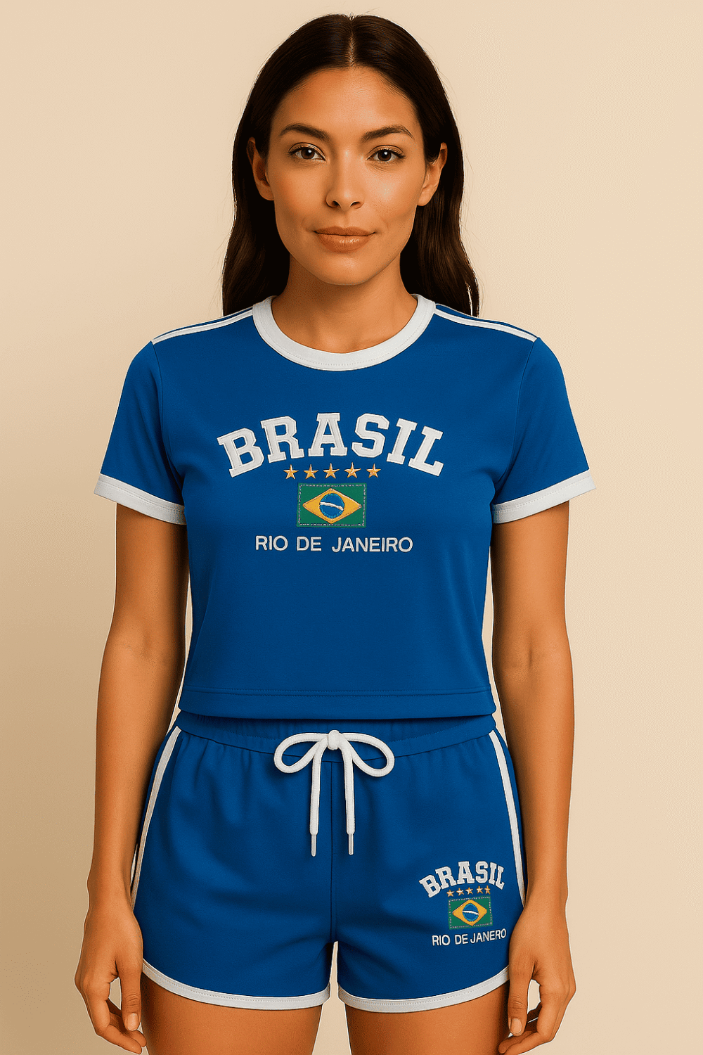 Camisa Do Brasil + Short Do Brasil Bordado Retrô - Imagem 3