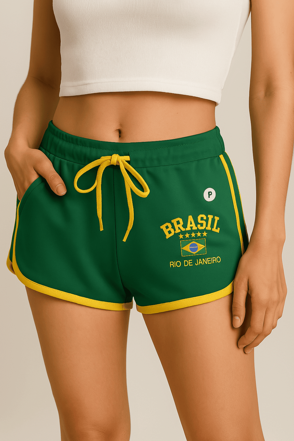 Shorts Do Brasil Bordada Retrô