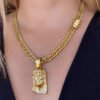 Cordao 10Mm Pingente Feminino Grumet Banhado A Ouro 18K Preto