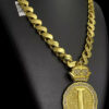 Cordao 13Mm Friso S Ping Pers. Letra Banhado A Ouro 18K Preto