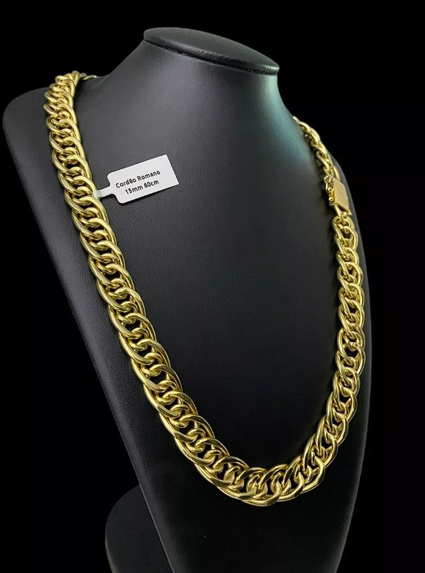 Cordao 15Mm Romano Banhado A Ouro 18K2