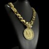 Cordao 18Mm Friso S Pingente Letra Cravejada Banhado A Ouro 18K Preto
