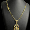 Cordao 3X1 3Mm Pingente Nossa Senhora Banhado A Ouro 18K Preto