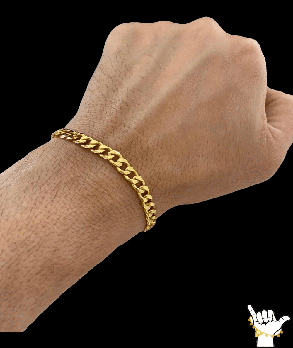 Kit Conjunto Pitbull (6Mm) Corrente + Pulseira - Banhado A Ouro 18K - Imagem 4