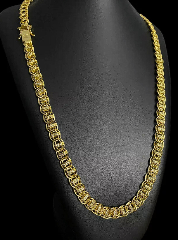 Cordao 8Mm Dubai Cravejado Banhado A Ouro 18K Preto