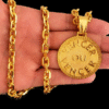 Cordao 8Mm Cadeado Pingente E Pulseira Banhado A Ouro 18Kq