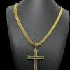 Cordao 8Mm Lacraia Pingente Cruz – Banhado A Ouro 18K Luxo2