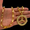 Cordao 8Mm Tijolinho Banhado Ouro Pingente Meca