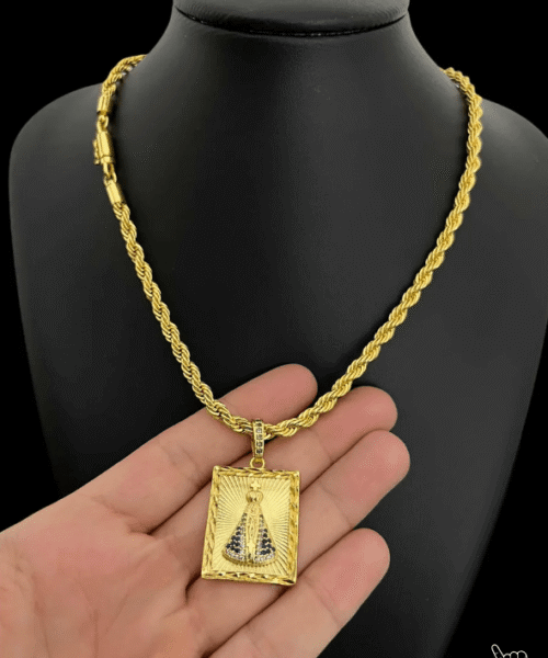 Cordão Baiano Luxo Feminino + Pingente 5mm Banhado Ouro 18k