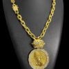 Cordao Cadeado 14Mm Pingente Personalizado Mao Orando Banhado A Ouro 18K Preto