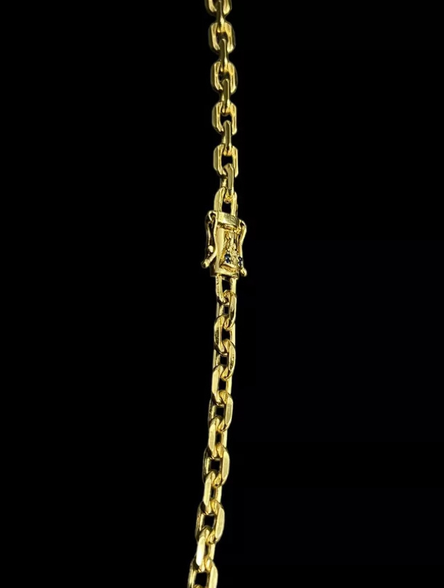 Cordao Cadeado 5Mm Fecho Nossa Senhora Banhado A Ouro 18K 2