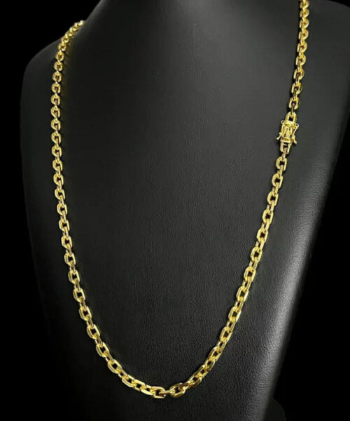 Cordão Cadeado 5mm Fecho Nossa Senhora - Banhado a Ouro 18k