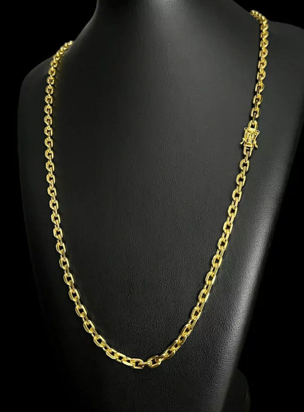Cordao Cadeado 5Mm Fecho Nossa Senhora Banhado A Ouro 18K Preto