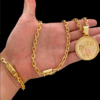 Cordao Cadeado 6Mm Pingente Pulseira Banhado A Ouro 18K