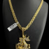 Cordao Cadeado Duplo 10Mm Pingente Sao Jorge Banhado A Ouro 18K Preto