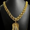 Cordao Friso 15Mm Pingente Nossa Senhora Banhado A Ouro 18K Preto