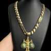 Cordao Friso S 13Mm Pingente Tio Patinhas Verde Banhado A Ouro 18K Preto
