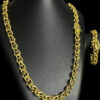 Cordao Friso S Vazado 12Mm Pulseira Fecho Nossa Senhora Banhado A Ouro 18K Preto