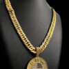 Cordao Grumet 13Mm Pingente Bmw Banhado A Ouro 18K Preto