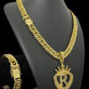 Cordao Grumet 13Mm Pulseira Pingente Letra – Banhado A Ouro 2